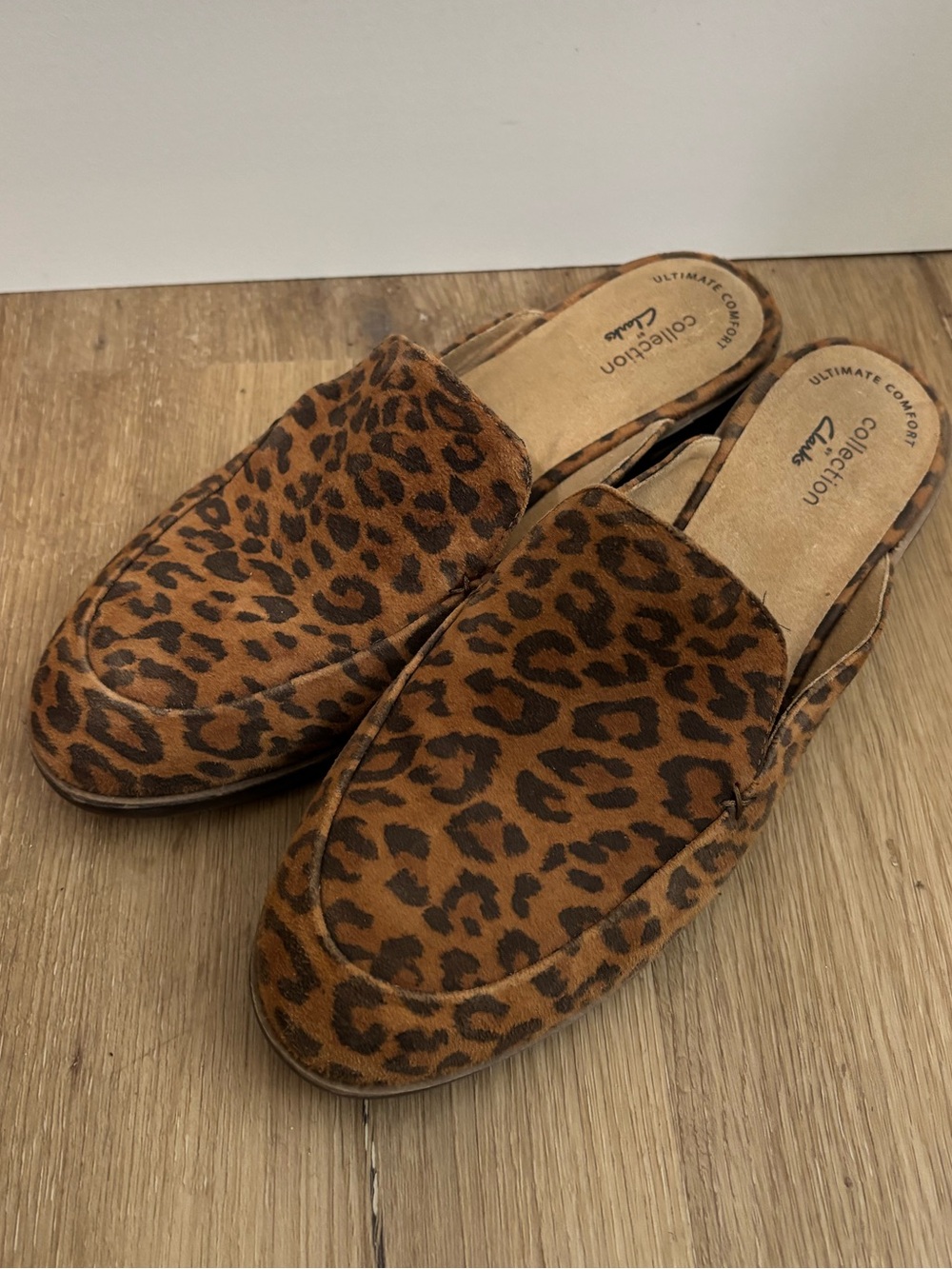 Collection By Clarks Suede Mule Slip On Animal Leopard Print 8